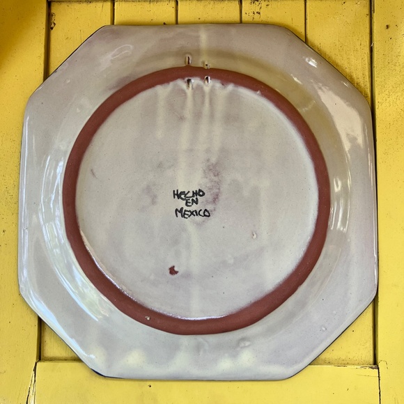 Talavera Pottery Hand Painted Mexico Yellow Blue Sunflowers Flower Square Plate - Picture 4 of 6